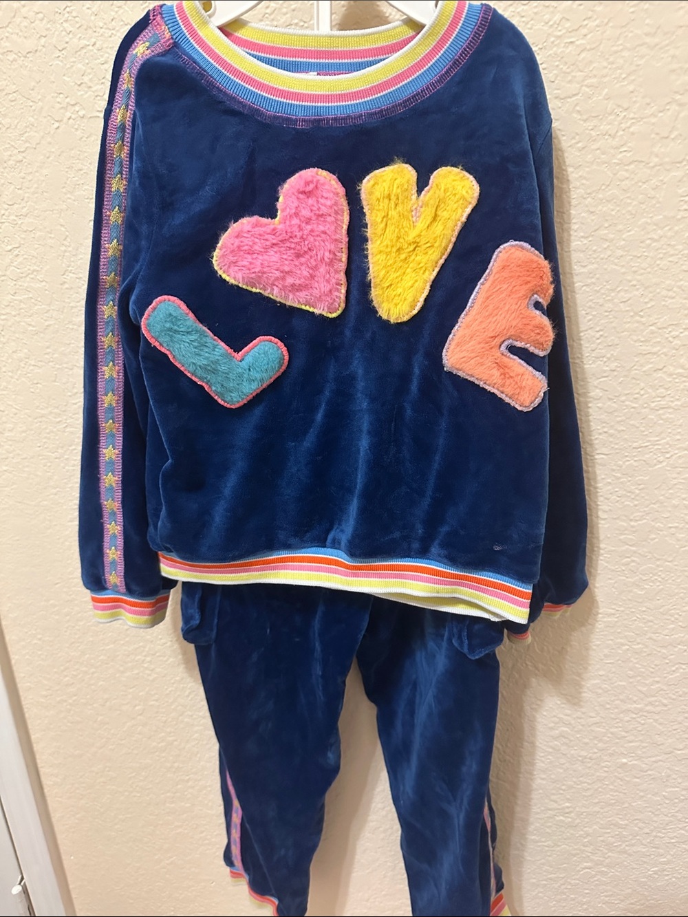Truly Me Navy Plush 'LOVE' Set with Rainbow Trim